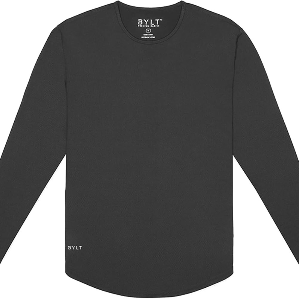 BYLT drop cut grey long sleeve shirt size large long sleeve